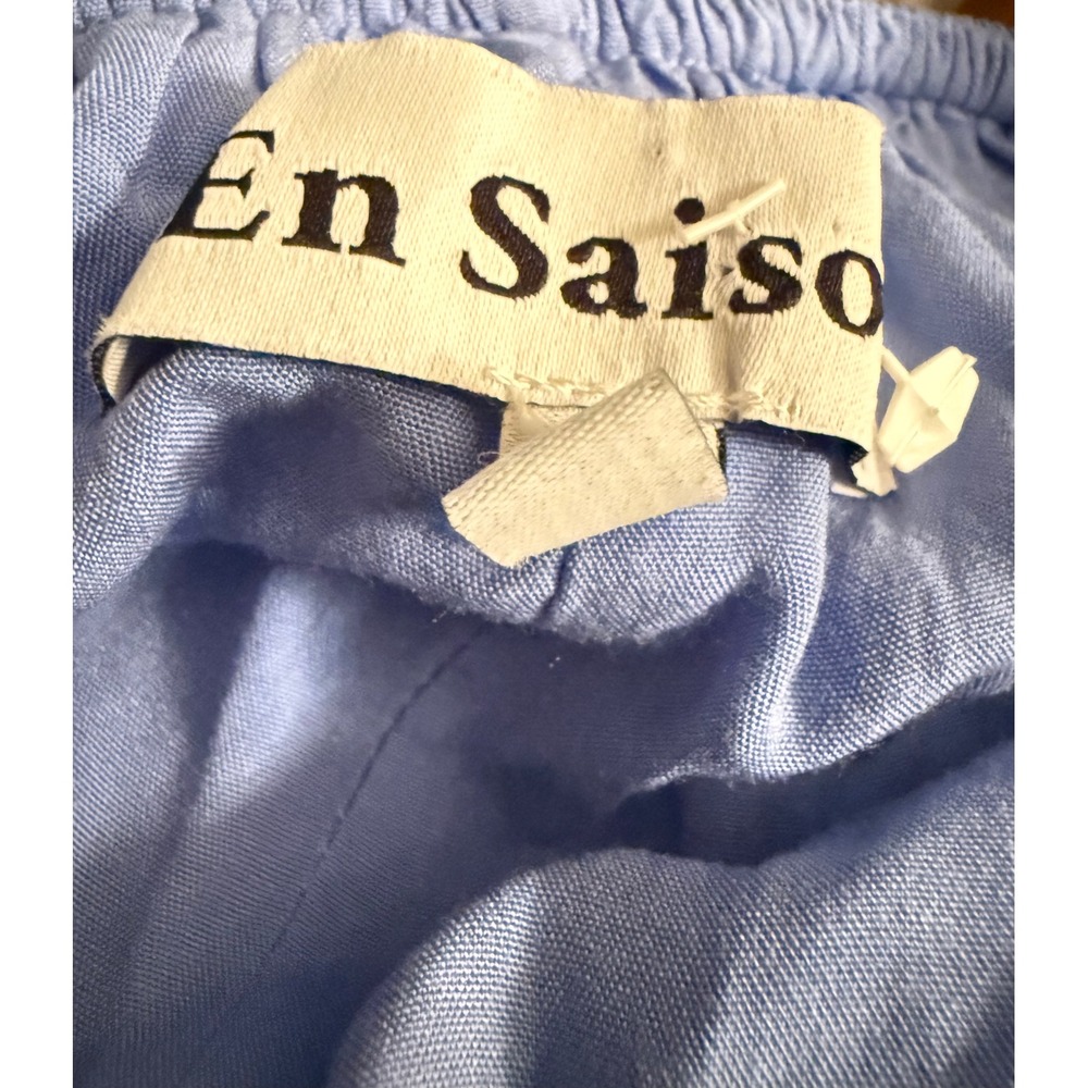 En Saison Dress Womens Small Blue Puff Sleeve Eyelet Open Back Tie IES2702D-1 - Picture 2 of 9